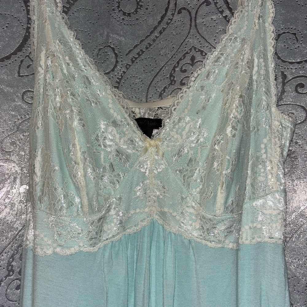 Cool nights light blue lace nightgown with whimsy touch #fairycore #sleepwear